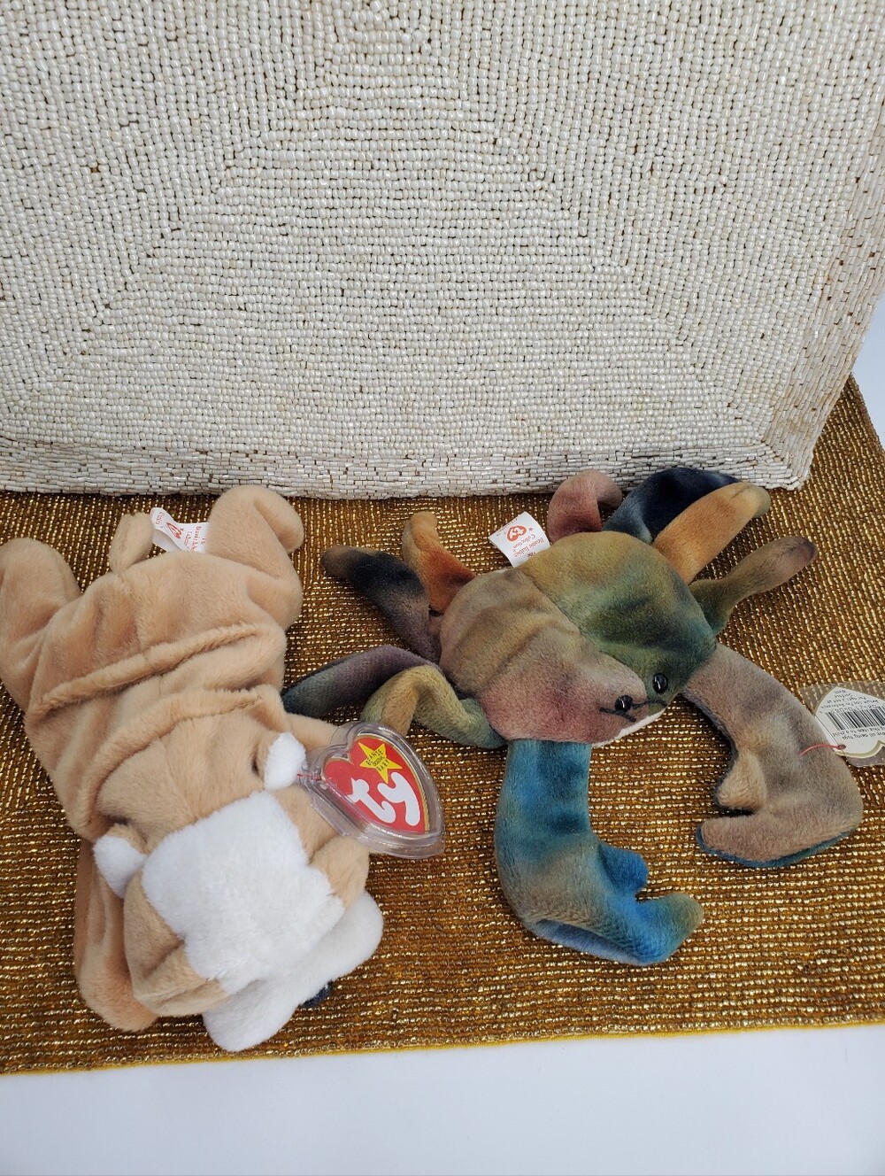 Ty Beanie Babies Claude the Crab & Wrinkles 1996 Vintage With Tags (C9)